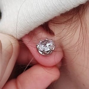 HUGE 3.61ct. EACH Round Zircon Diamond 8-Pronged Fancy Solitaire Stud Earrings